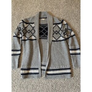 Merona Women's Open Front Cardigan Sweater Size‎ M Grey Long Sleeves Knitted